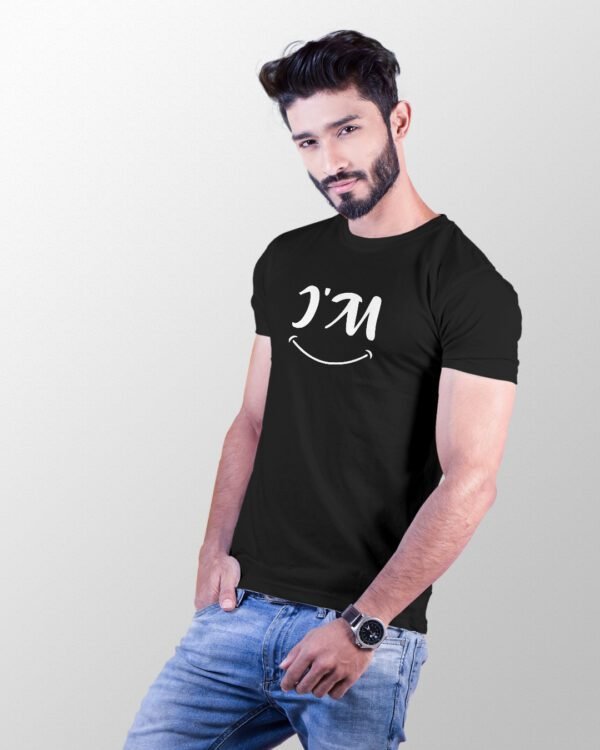 Smile Printed Black T-Shirts for Men