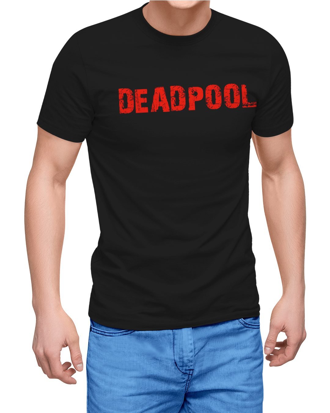 Deadpool Graphic Printed Front and Back Black Color Printed Cotton T-Shirt