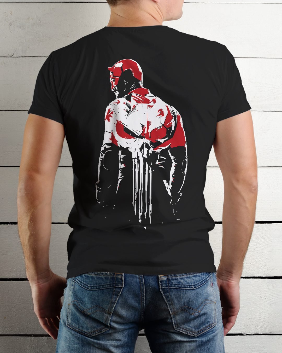 Punisher Graphic Printed Front and Back Printed Cotton Black T-Shirt