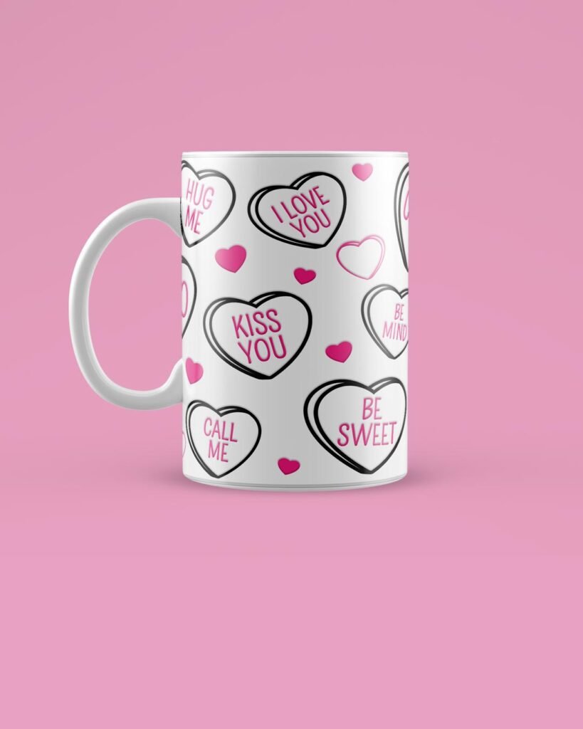 Candy Heart Printed White Mug