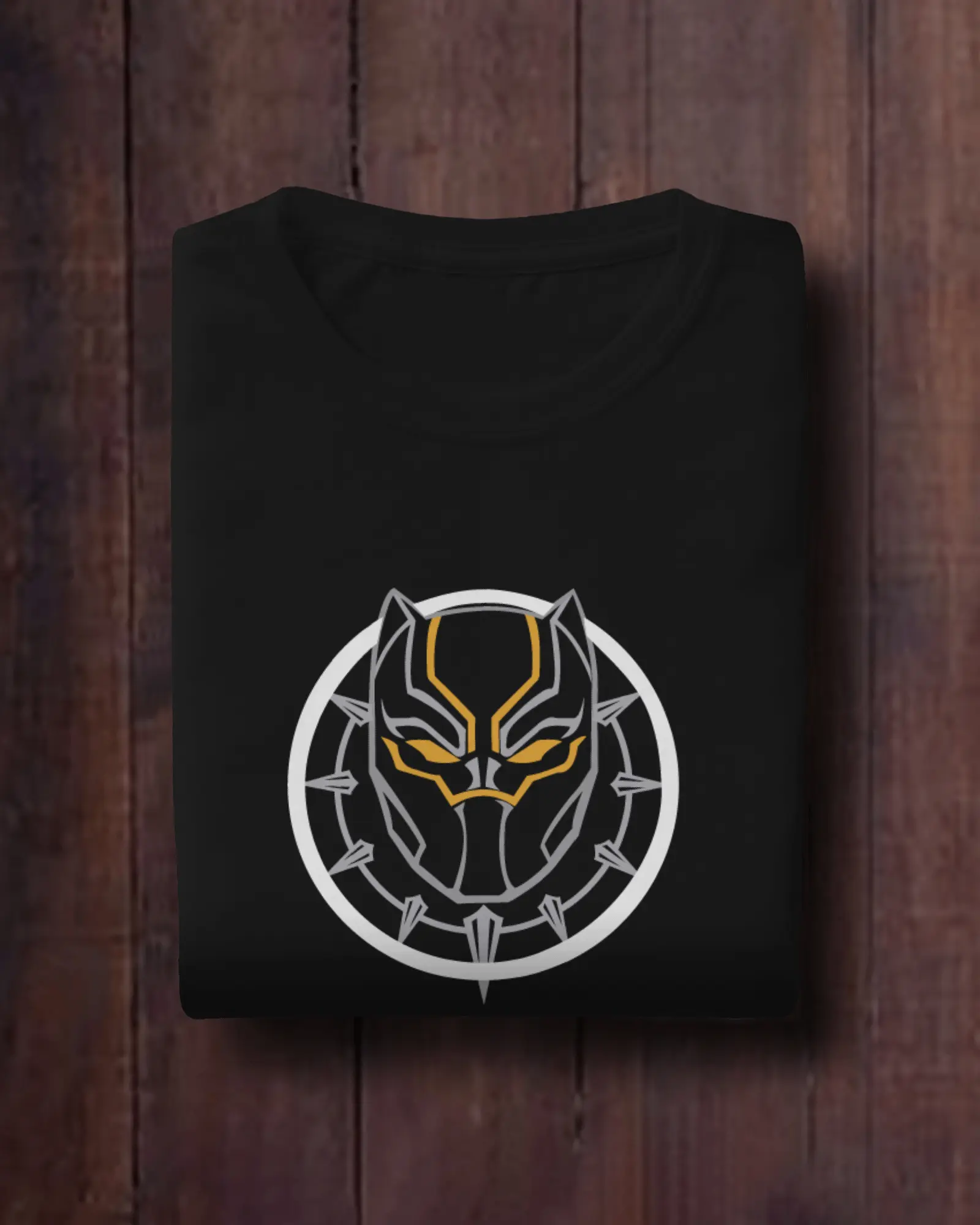 MountCart Store Wakanda Forever Black Panther Graphic Printed 100% Cotton T-Shirt - Regular Fit, Round Neck, Half Sleeves