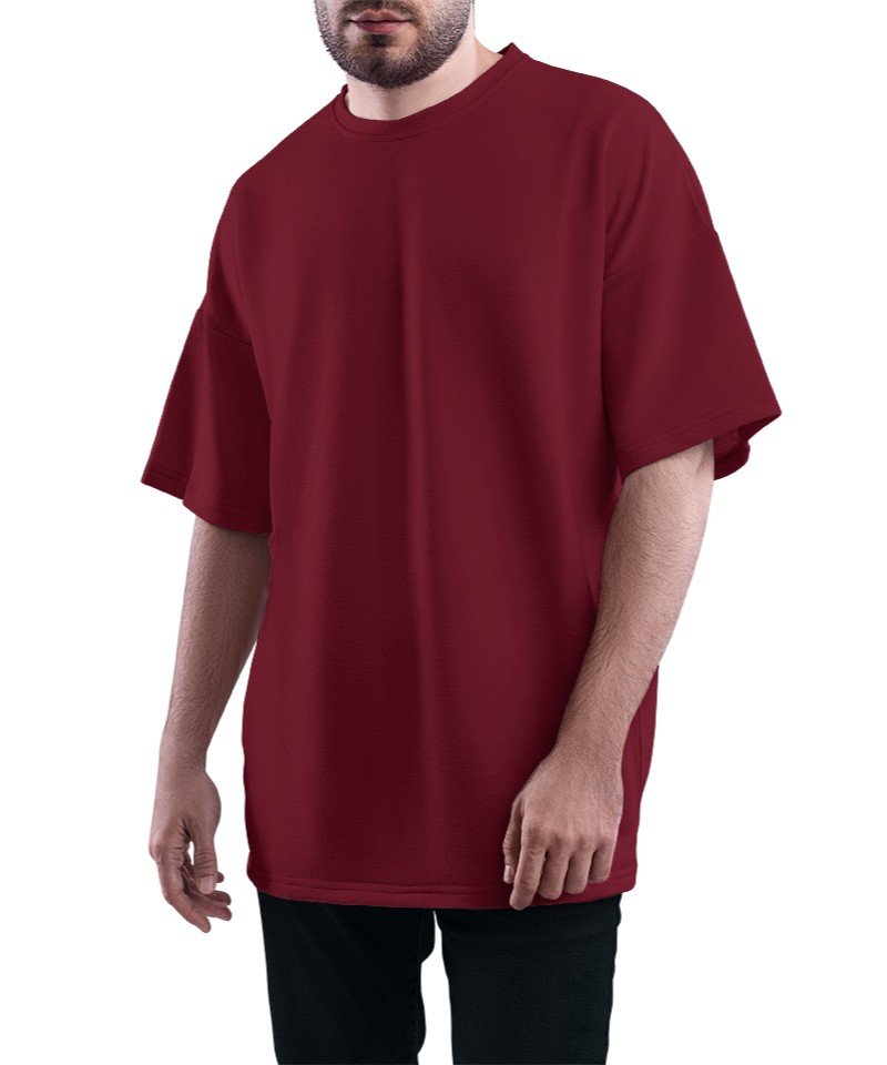 Maroon Oversized Drop Shoulder 240gsm, Terry Cotton Loopknit Heavy Gauge, 100% Cotton Supercombed Red Lable Premium Fabric - Image 1