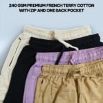 Cotton Shorts 240 GSM - Both Side Pocket with Zipper