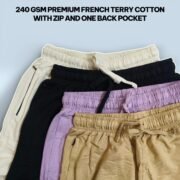 Cotton Shorts 240 GSM - Both Side Pocket with Zipper